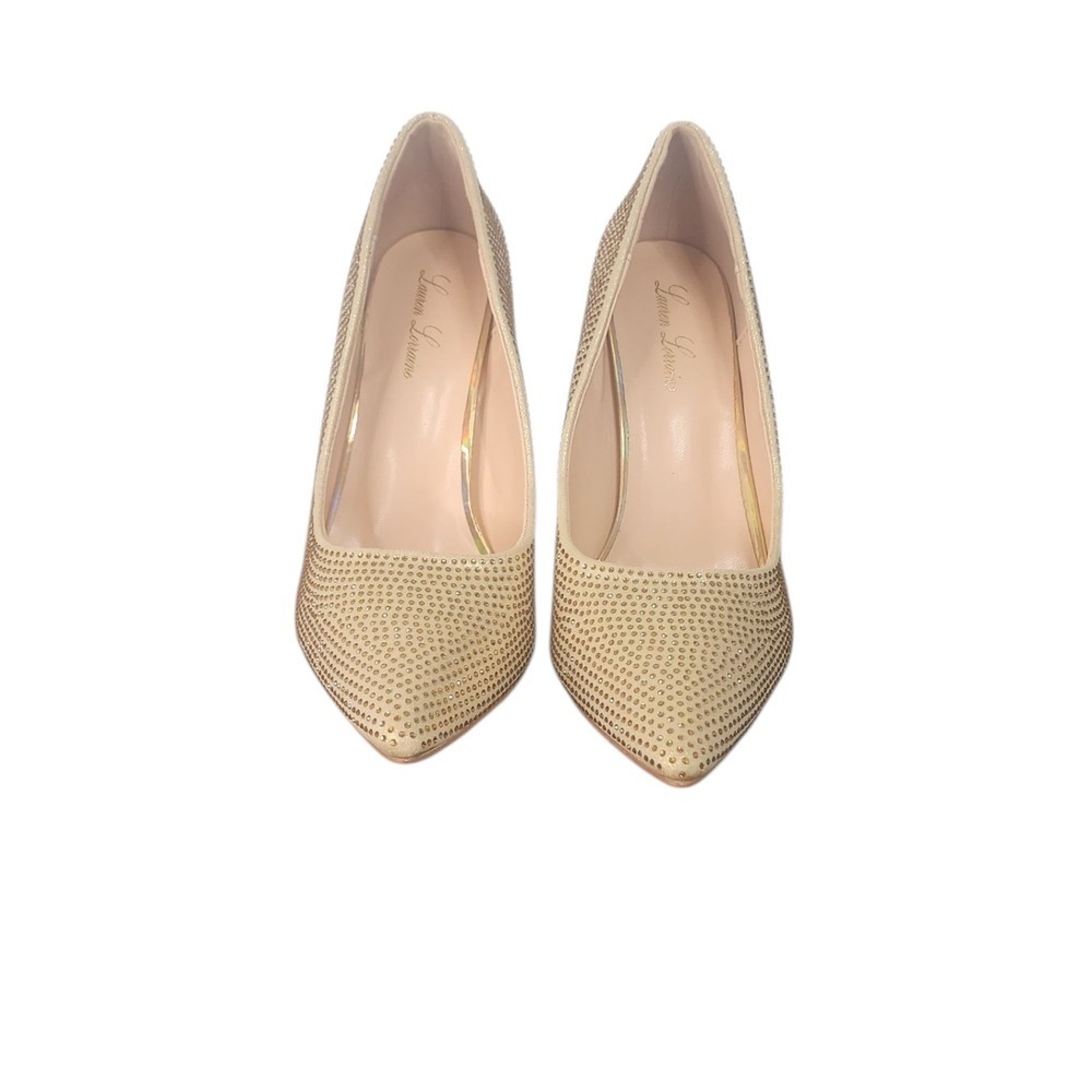 Sparkly Gold Stiletto Heels with Rhinestone Iridescent Stiletto Heel